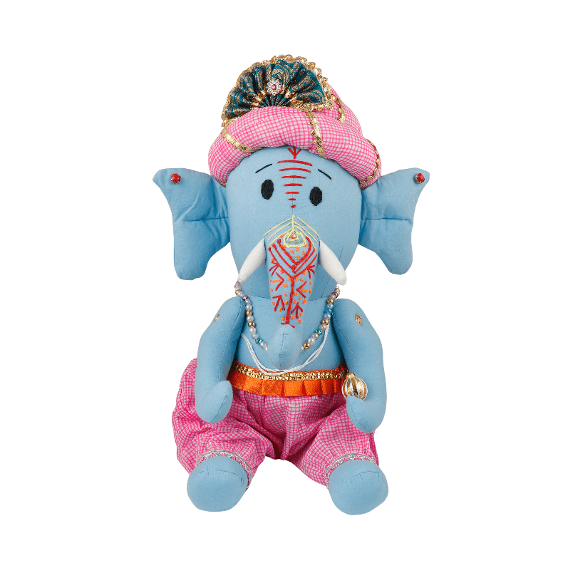 Handcrafted Ganesha Plush Toy with Traditional Outfit & Decorative Details Handcrafted Ganesha Plush Toy with Traditional Outfit & Decorative Details