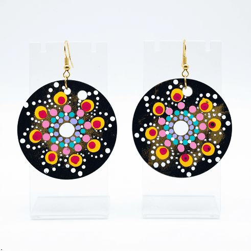 Handcrafted Mandala Art Earring Set in MDF Board – Unique Ethnic Jewellery Handcrafted Mandala Art Earring Set in MDF Board – Unique Ethnic Jewellery