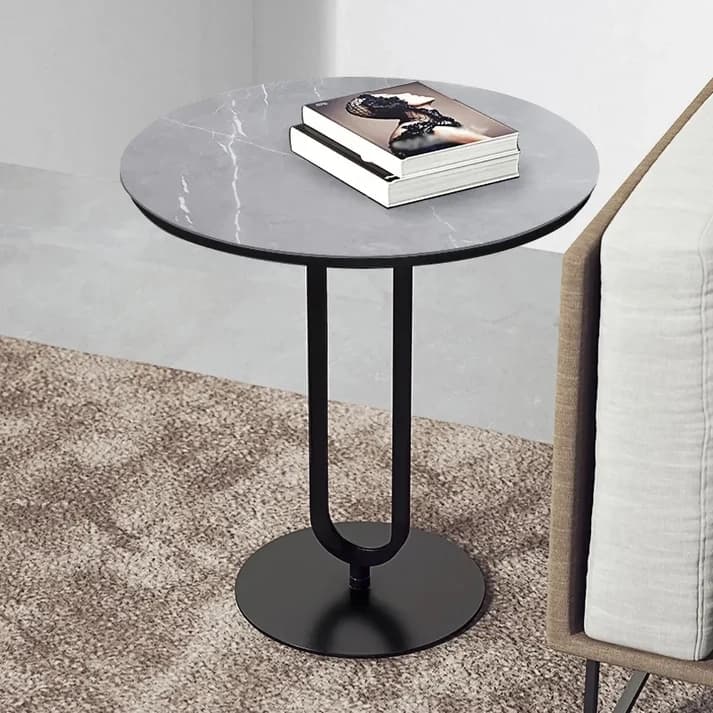 Modanio Modern Oval End Table with Round Marble Top (16"Dia x 22"H) Modanio Modern Oval End Table with Round Marble Top (16"Dia x 22"H)