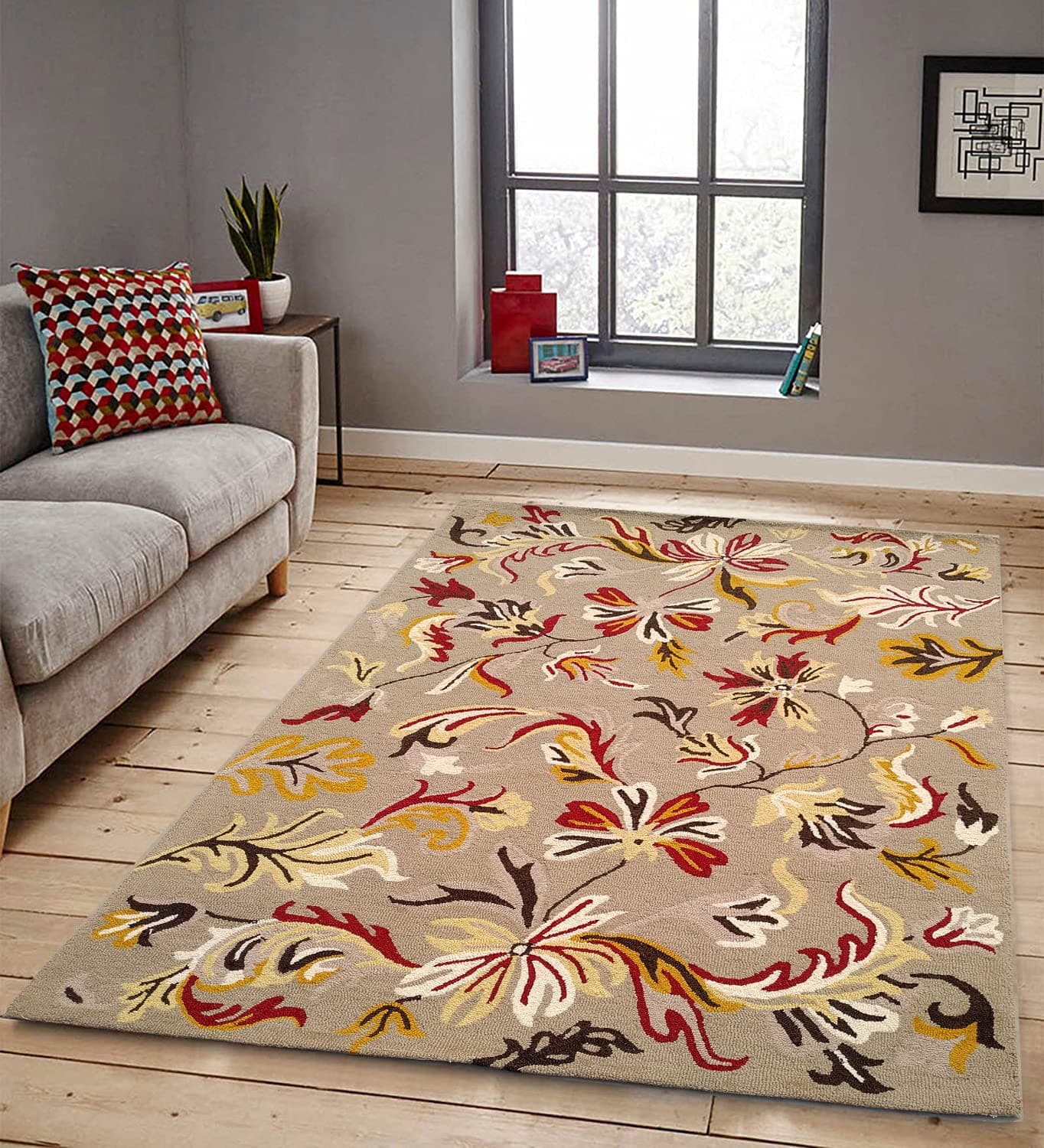 Zenliza Floral Design Thick Handmade Wool Loop Pile Carpet for Living Room Zenliza Floral Design Thick Handmade Wool Loop Pile Carpet for Living Room