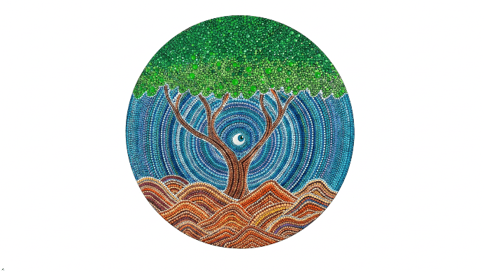 Handcrafted Tree of Life Mandala Art on MDF – Sky Blue, 30 cm Circular Wall Décor Handcrafted Tree of Life Mandala Art on MDF – Sky Blue, 30 cm Circular Wall Décor
