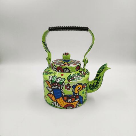 Handcrafted Peacock & Floral Motif Hand-Painted Aluminum Decorative Teapot Kettle Handcrafted Peacock & Floral Motif Hand-Painted Aluminum Decorative Teapot Kettle