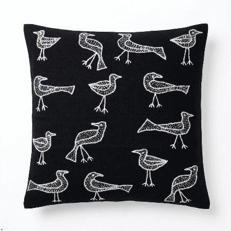 Handcrafted Cashmate Fabric Backstitch Embroidered Cushion Cover | Folk Avian Design Cushion Cover Handcrafted Cashmate Fabric Backstitch Embroidered Cushion Cover | Folk Avian Design Cushion Cover