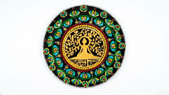 Handcrafted Meditation Mandala Art with Tree of Life Design – 24 Inch Handcrafted Meditation Mandala Art with Tree of Life Design – 24 Inch